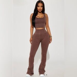Fashion Nova Brown Ribbed matching set